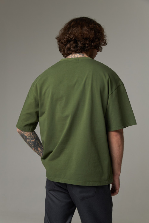 Футболка из хлопка OverSize, хаки - 3