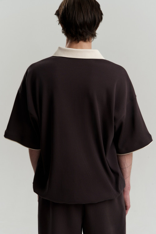 Поло из кашкорсе Vintage Vibe Oversize, коричневый - 2