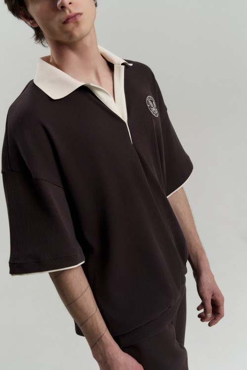 Поло из кашкорсе Vintage Vibe Oversize, коричневый - 4