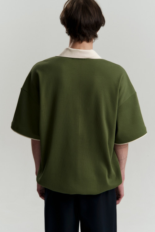Поло из кашкорсе Vintage Vibe Oversize, хаки - 2