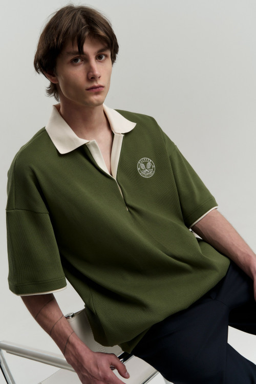 Поло из кашкорсе Vintage Vibe Oversize, хаки - 4